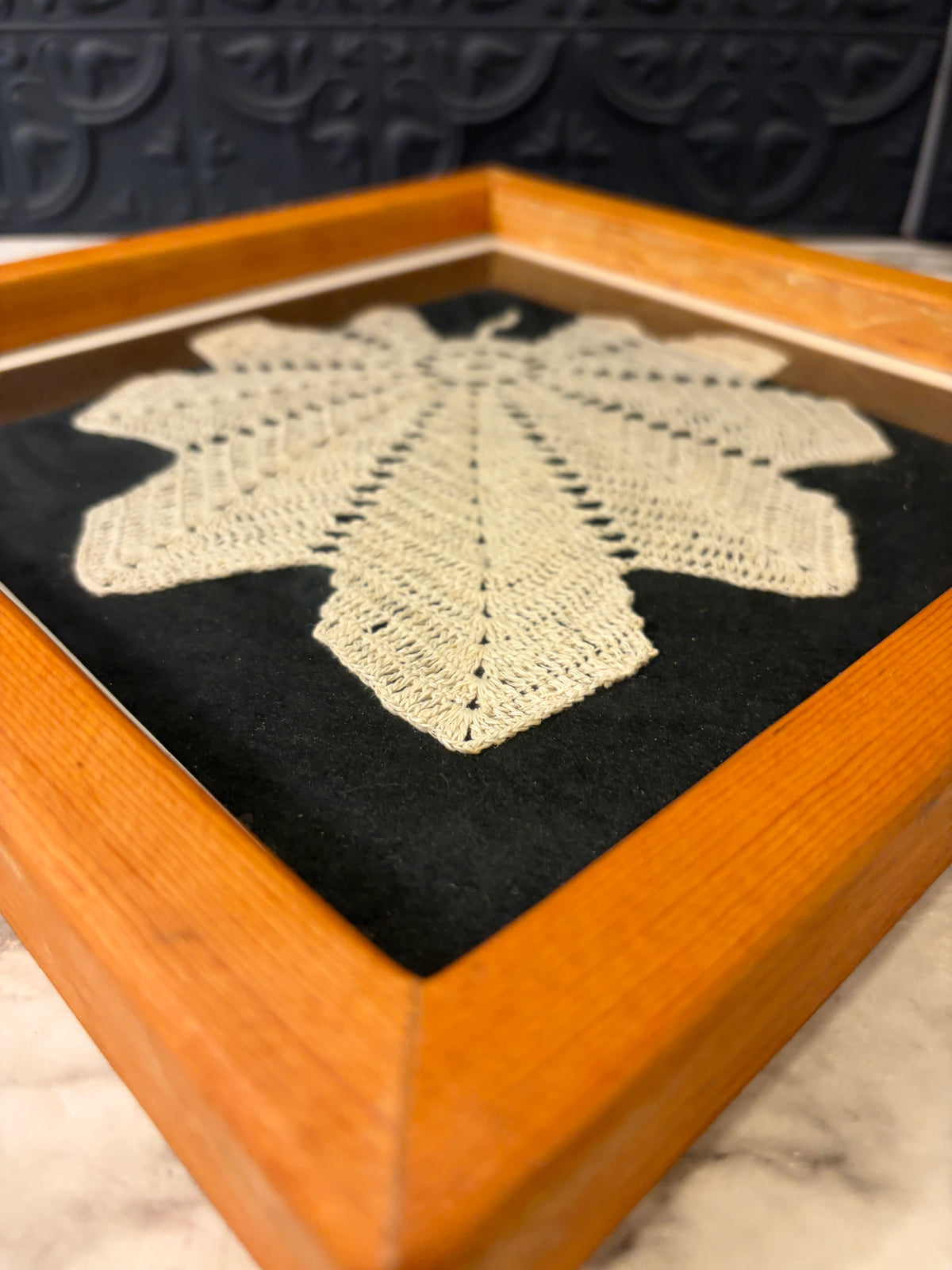 Leaf Shape Doiley Framed