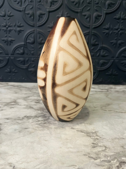 Brown and Cream Peruvian Style Vase