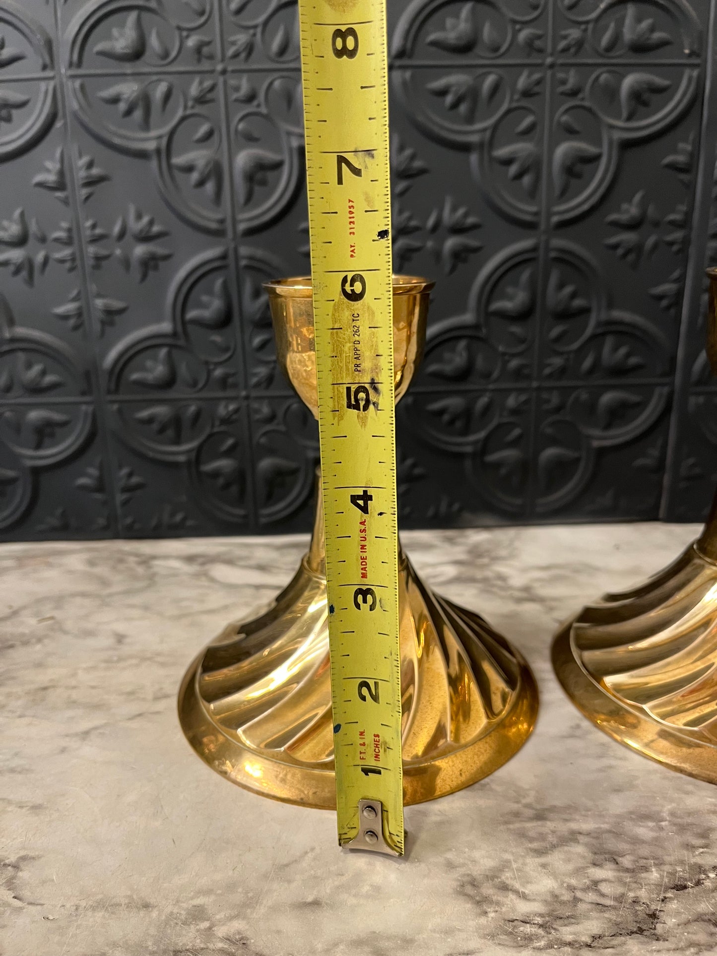 Vintage Spiral Base Brass Candle Holder set of 2