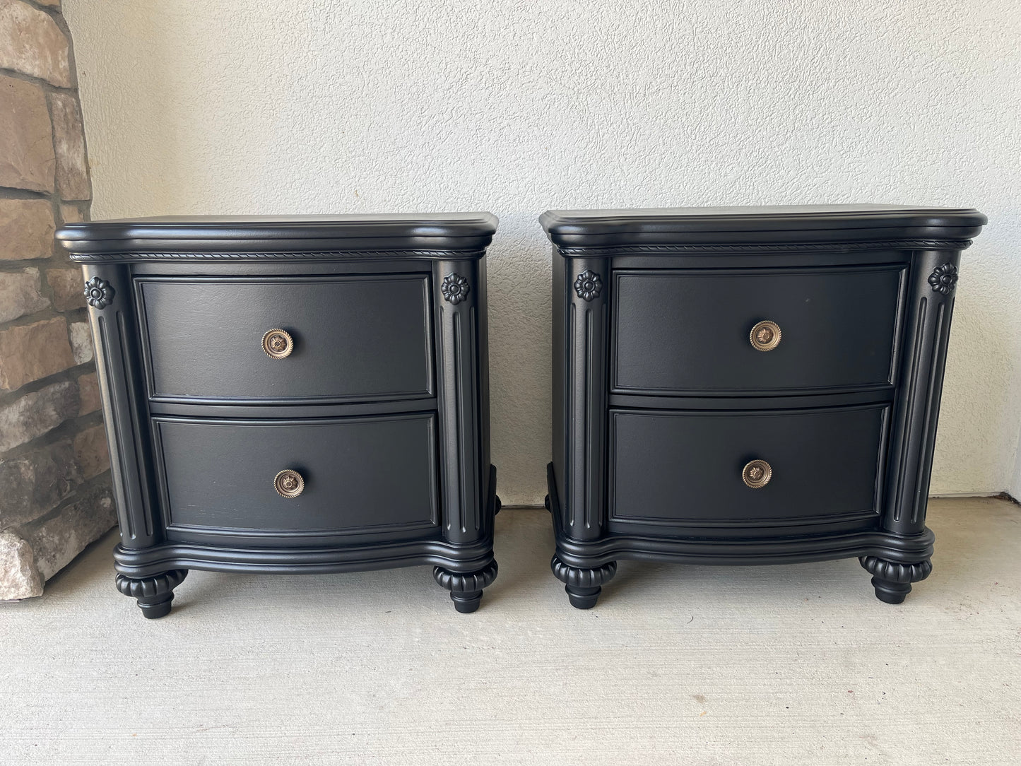 Black Refinished Nightstand Set By River's Edge