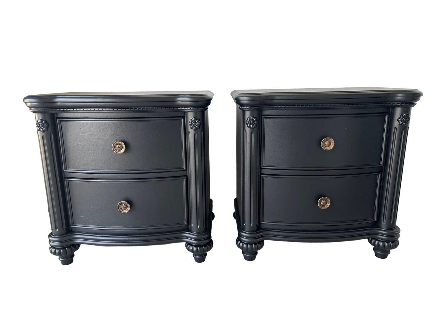 Black Refinished Nightstand Set By River's Edge