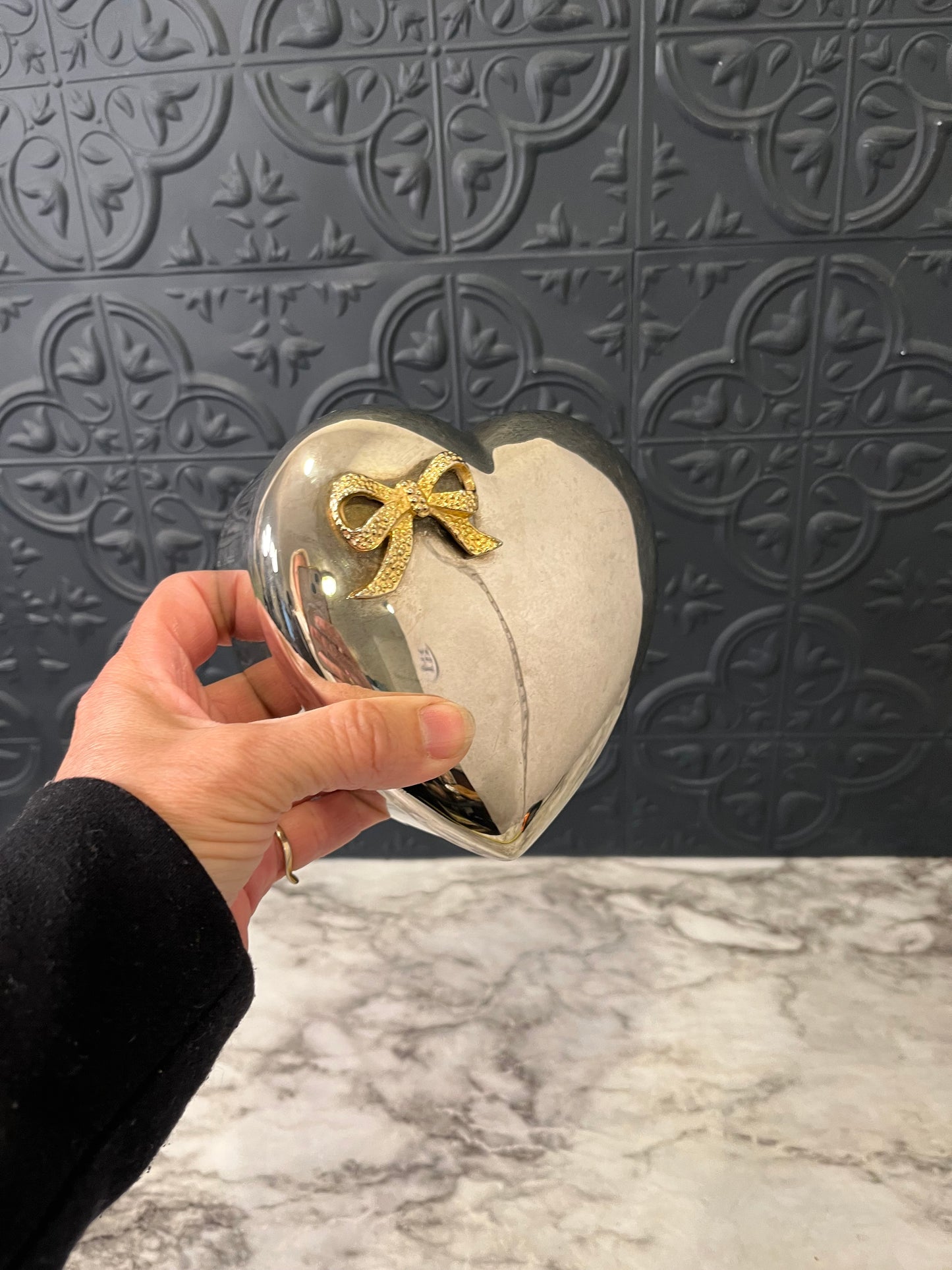 Silver Plated Heart Trinket Bowl AS IS