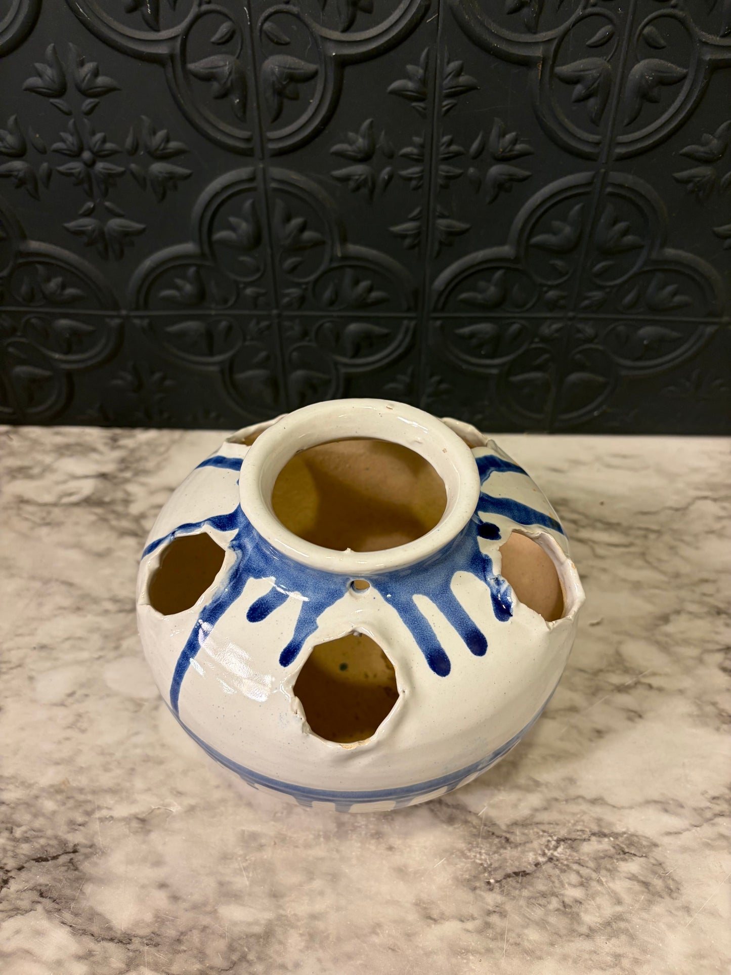 Blue and White Drip Tulip Vase