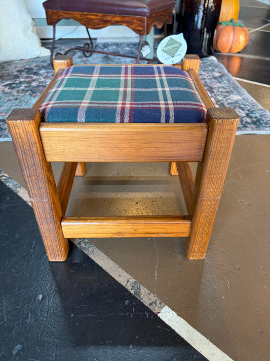 Small Green Plaid Stool