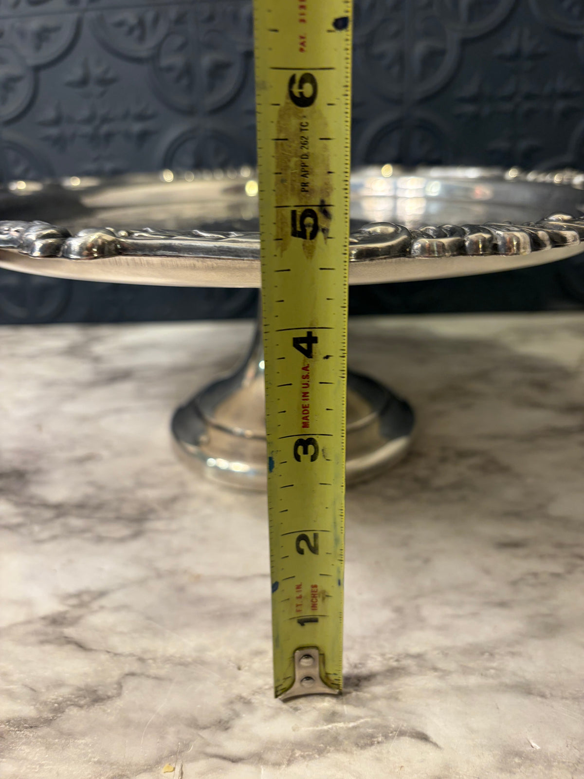 Silver Plated Pedestal Cake Stand Etched