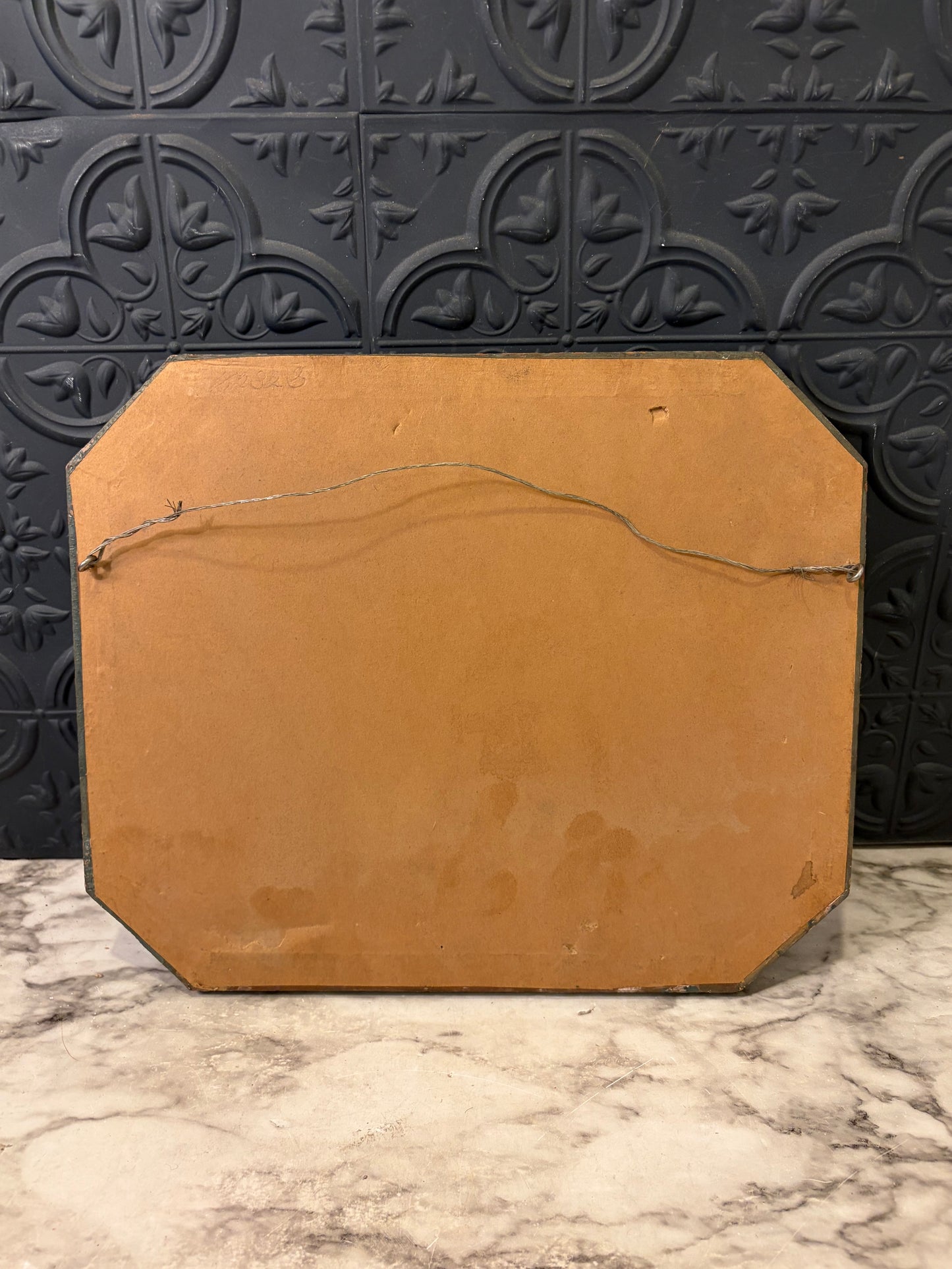 Vintage Art of Coastline in Octagon Frame