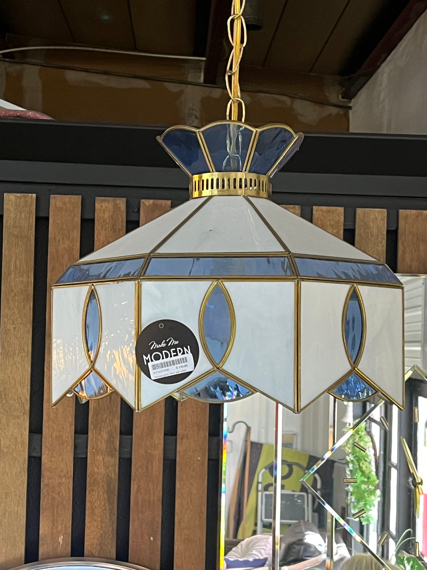 Stained glass Blue and white Pendant light