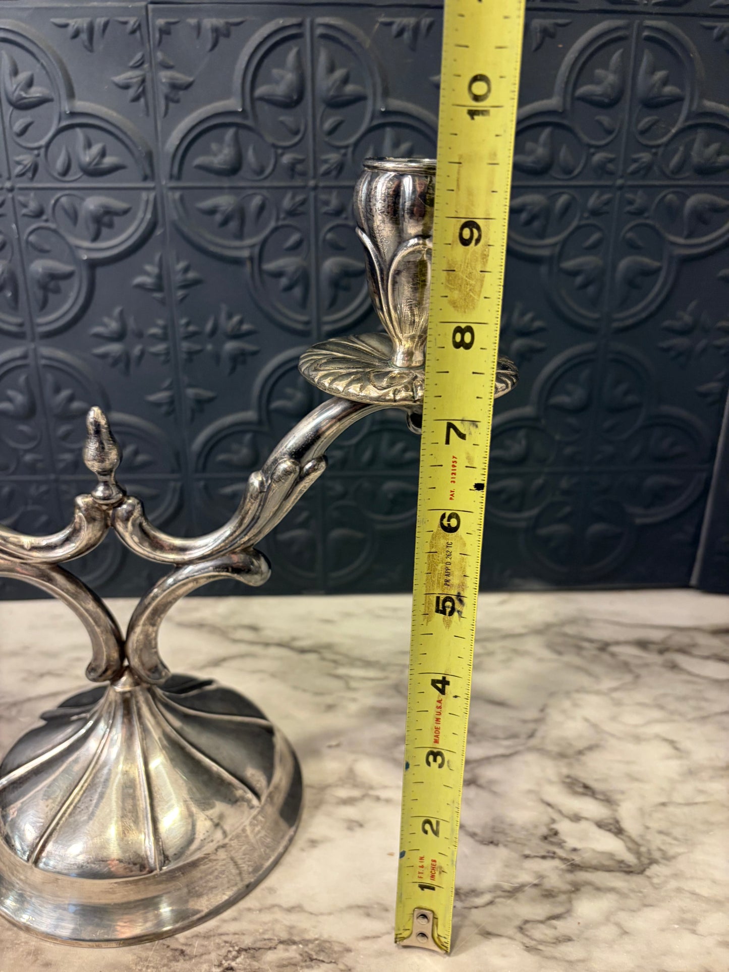Madhur Silver Plate Two Arm Candelabra