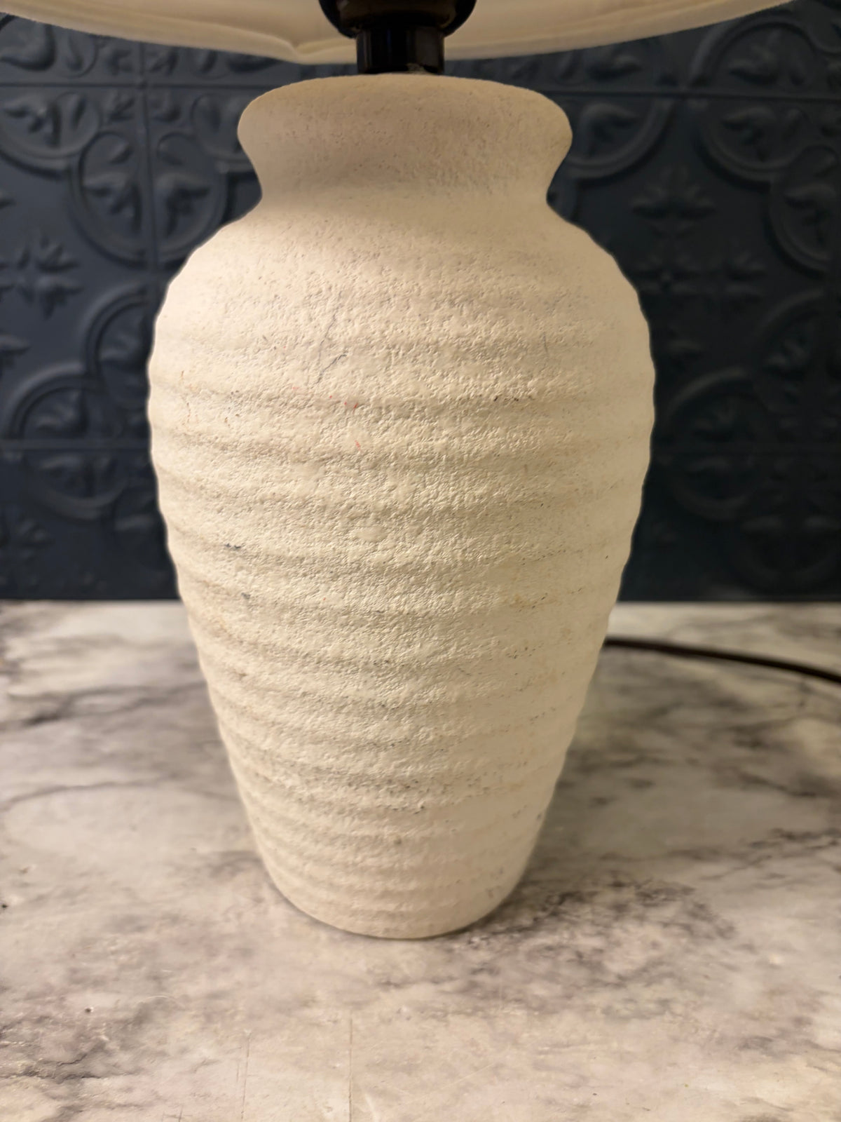 16" Cream Textured Lamp