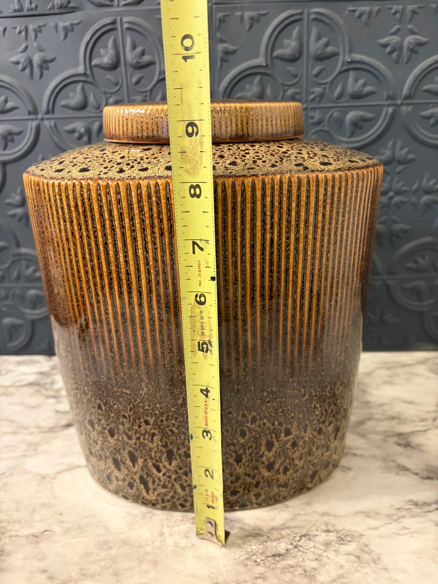Ceramic Lidded Vase with Earth Tones
