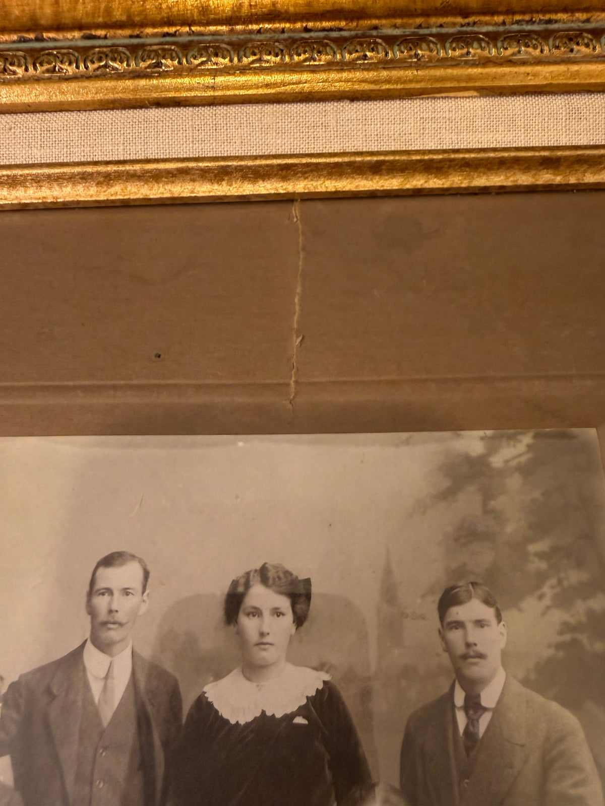19.5 x 16.5 Gold Ornate Frame with Antique Family Photo