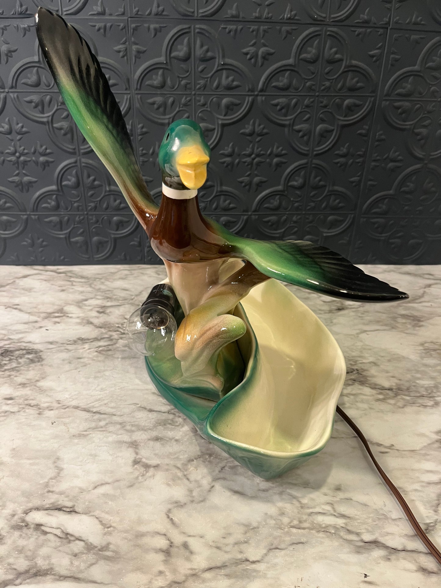 1958 Lane and Co Mallard Duck Lamp and Planter