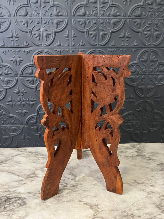 Tripod Wood Carved Plant Stand