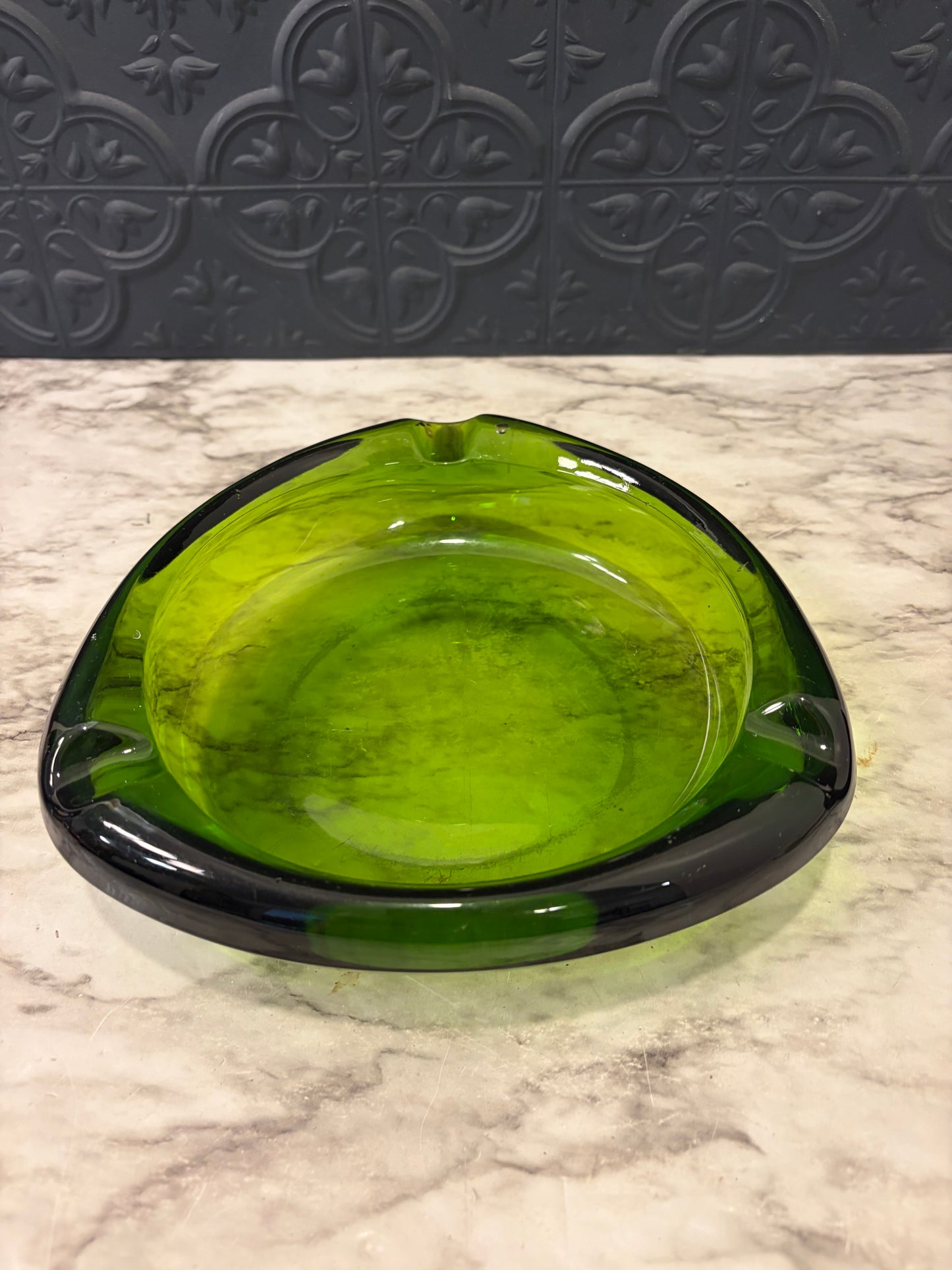 Viking Art Glass Green Ashtray