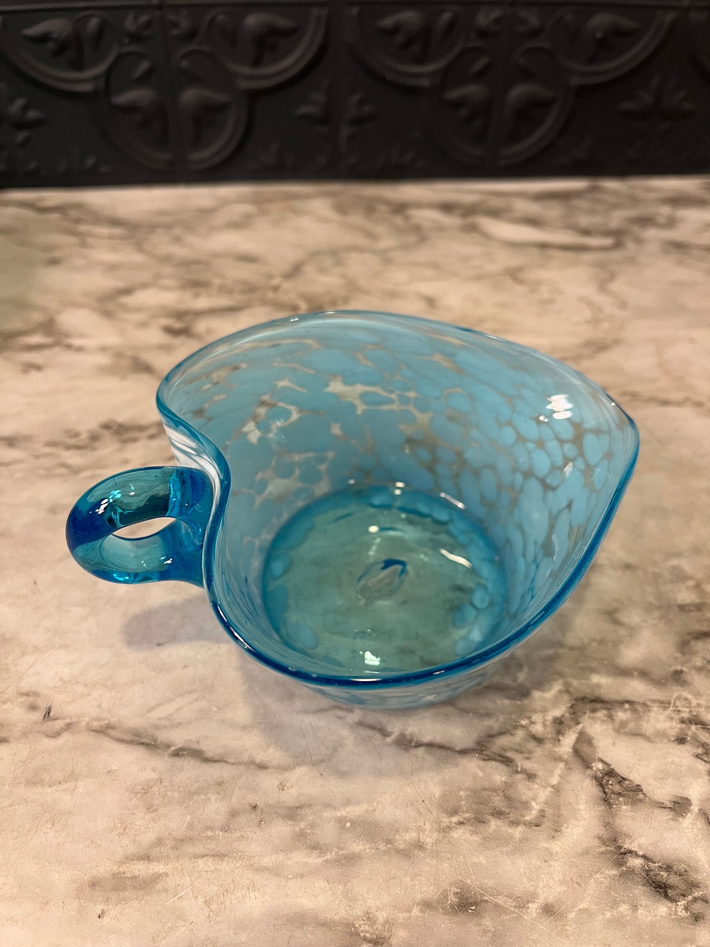 Blue Glass Leaf Shape Bowl