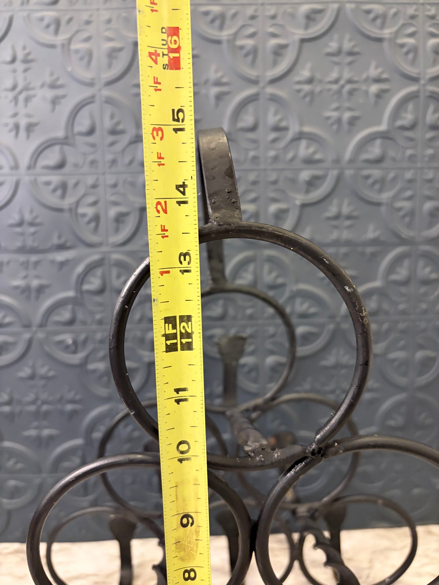 Brutalist Black Iron Wine Rack
