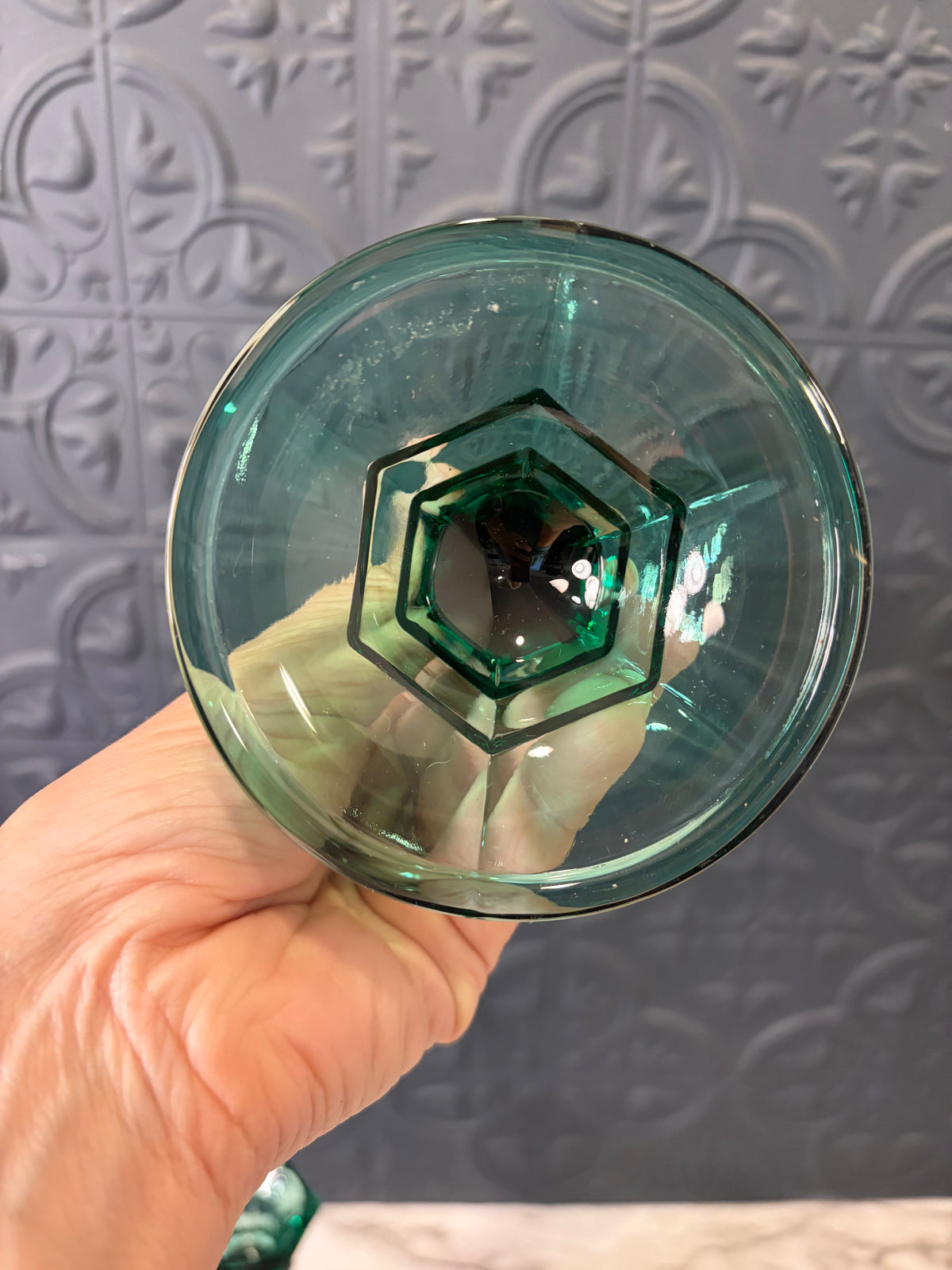 Set of Indiana Glass Green Glass Candle Holders
