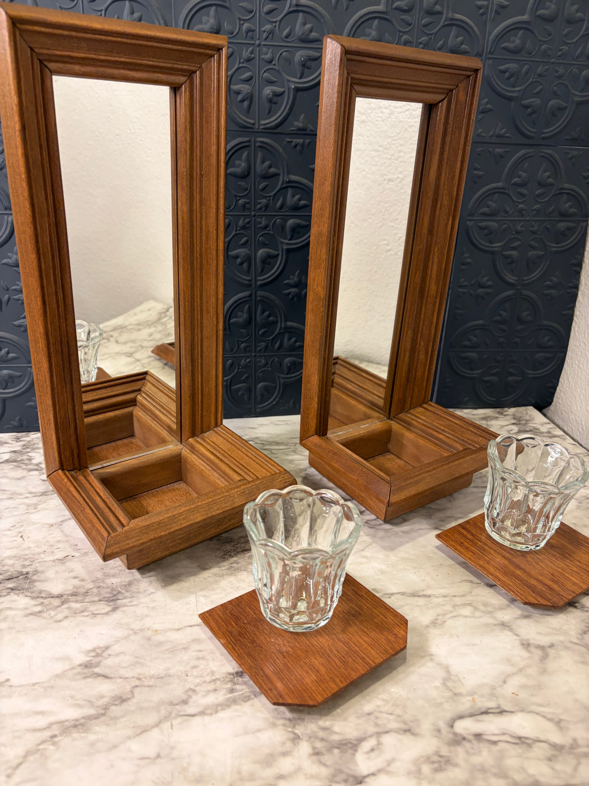 Set of 2 Wood Sconce/Planter shelf