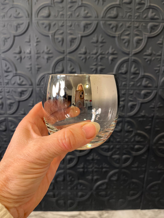 Silver rimmed roly-poly Glasses set of 5