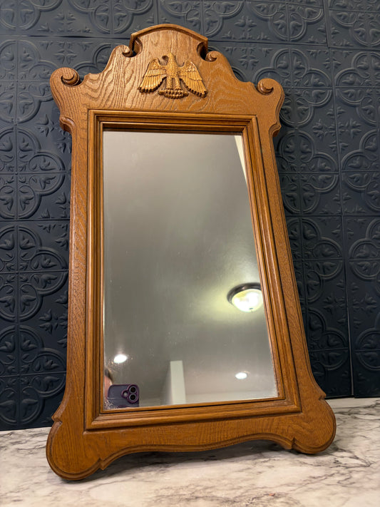 Faux Wood Mirror with Eagle