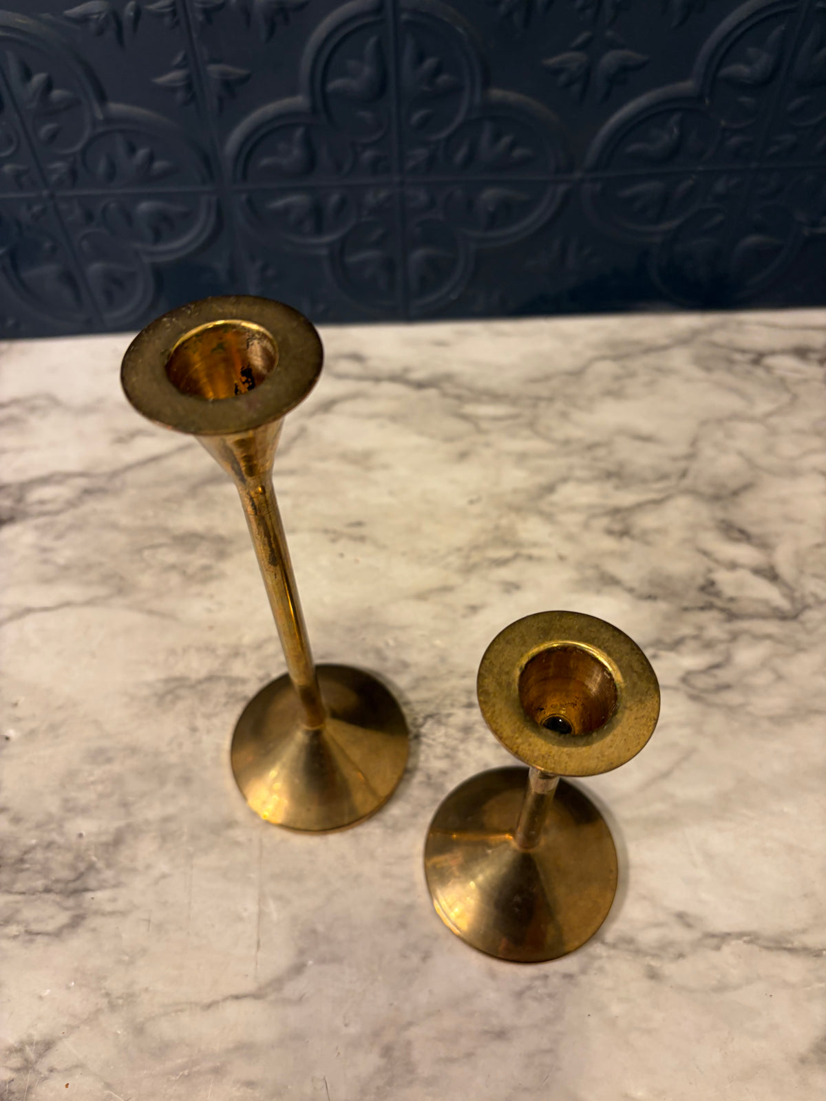 Set of 2 Skinny Cone Shape Candlesticks 7/5