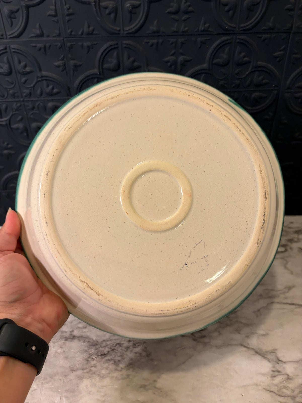 Studio Pottery Pie Plate with Trees