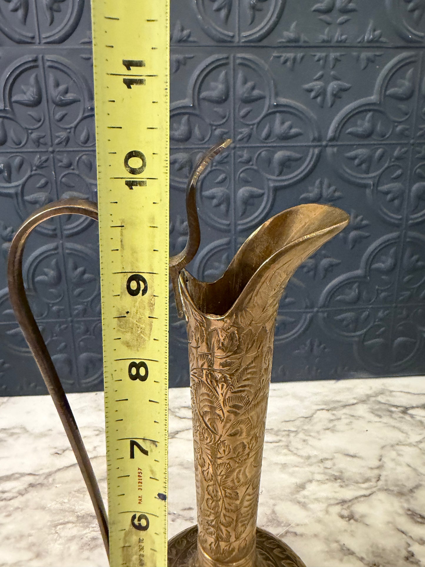 10" Etched Brass Pitcher