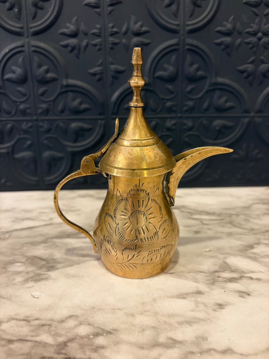 Small Etched Brass Indian Pitcher