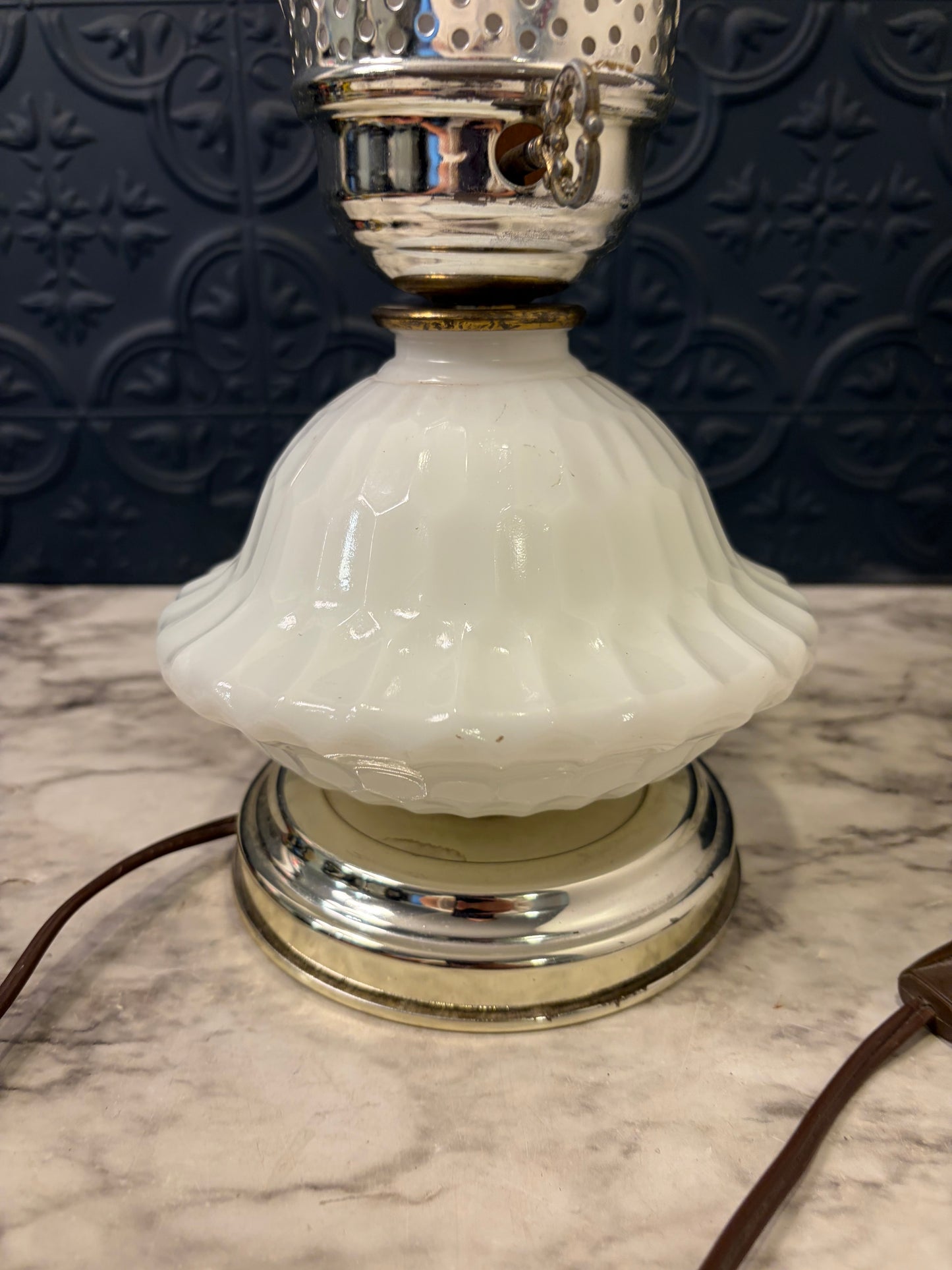 Milk Glass Hurricane Lamp