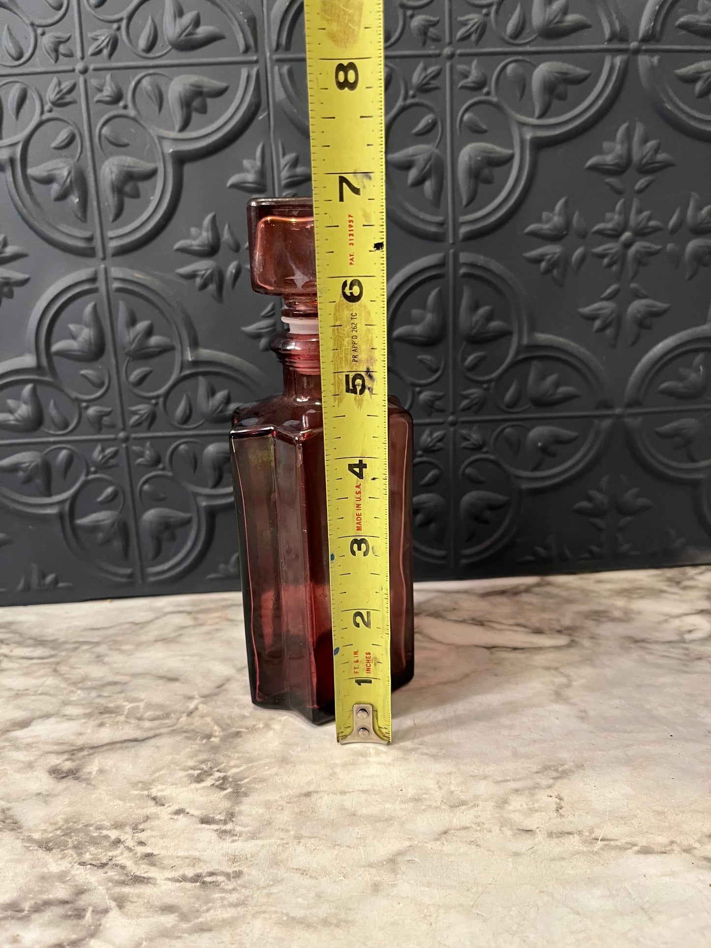 Purple Glass Bottle with Stopper