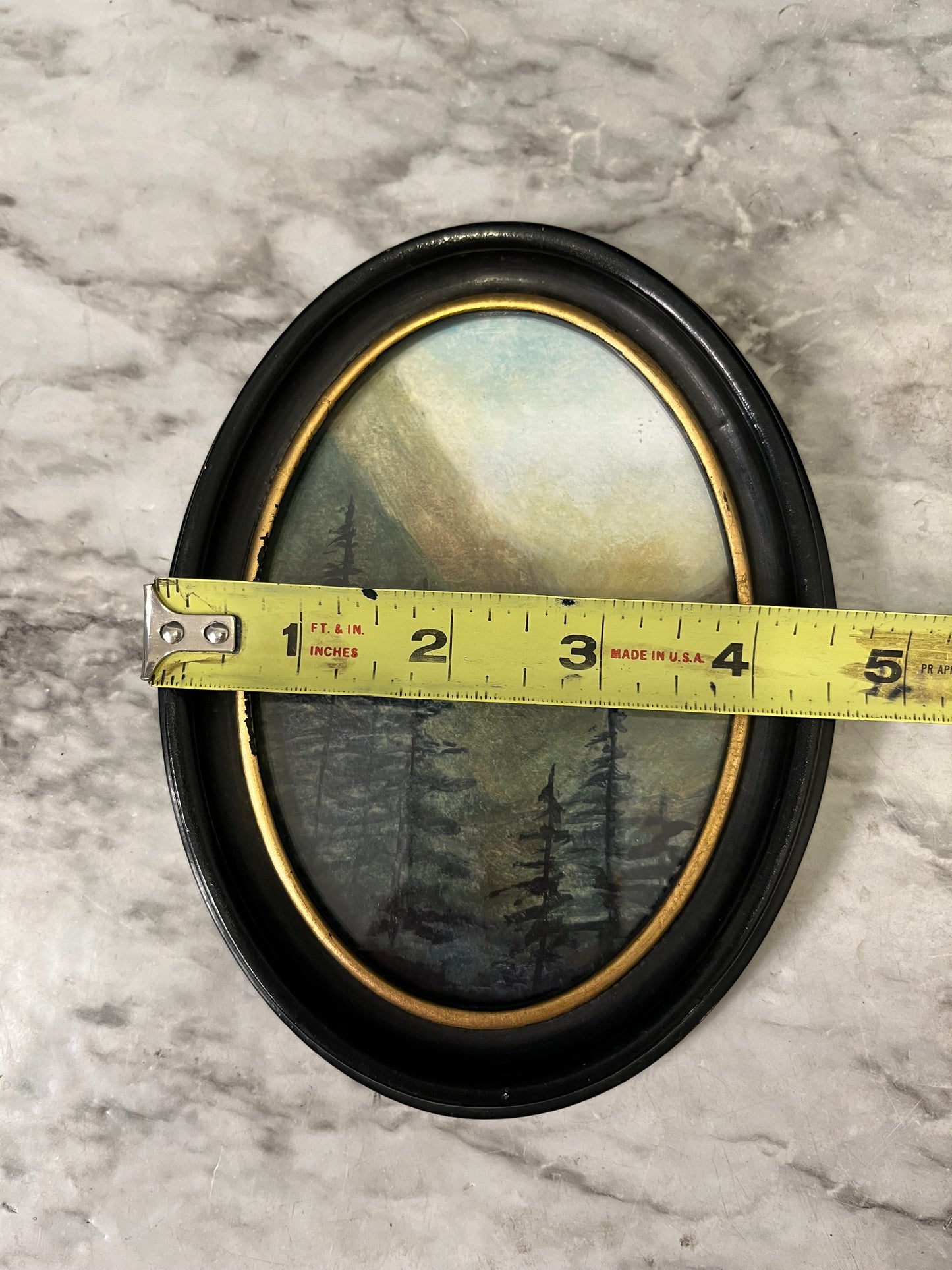 Pines and Peaks Original Painting by Jessie oval Frame