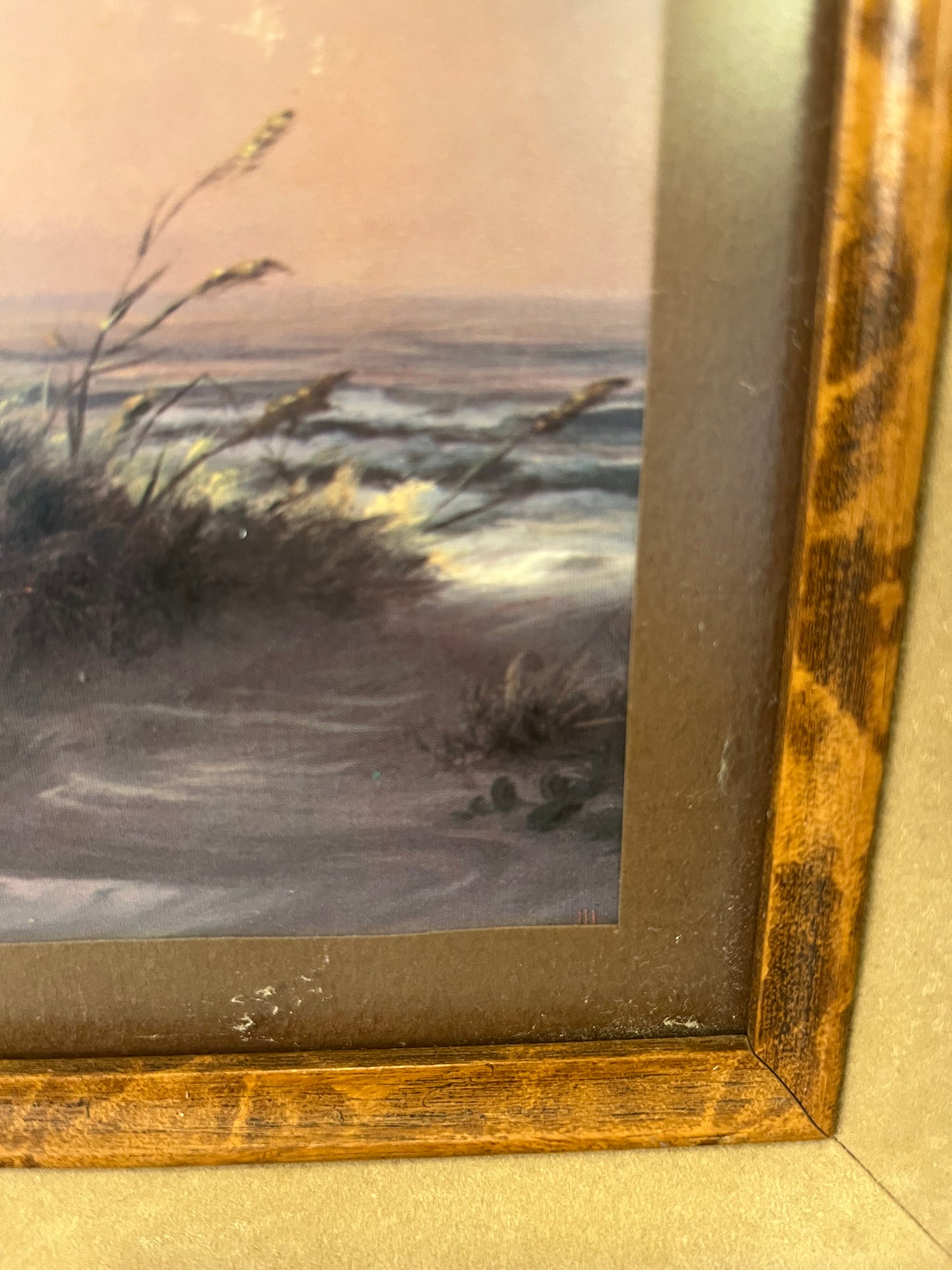 Ocean print in frame with cream velvet mat