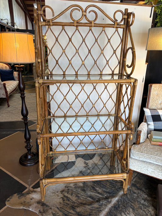 Bamboo and Glass Three Shelf Bookcase