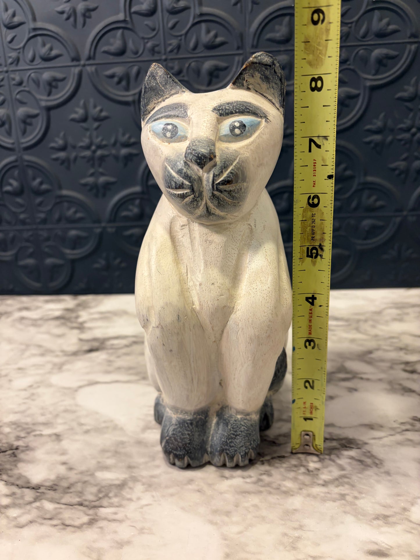 Wood Carved Siamese Cat