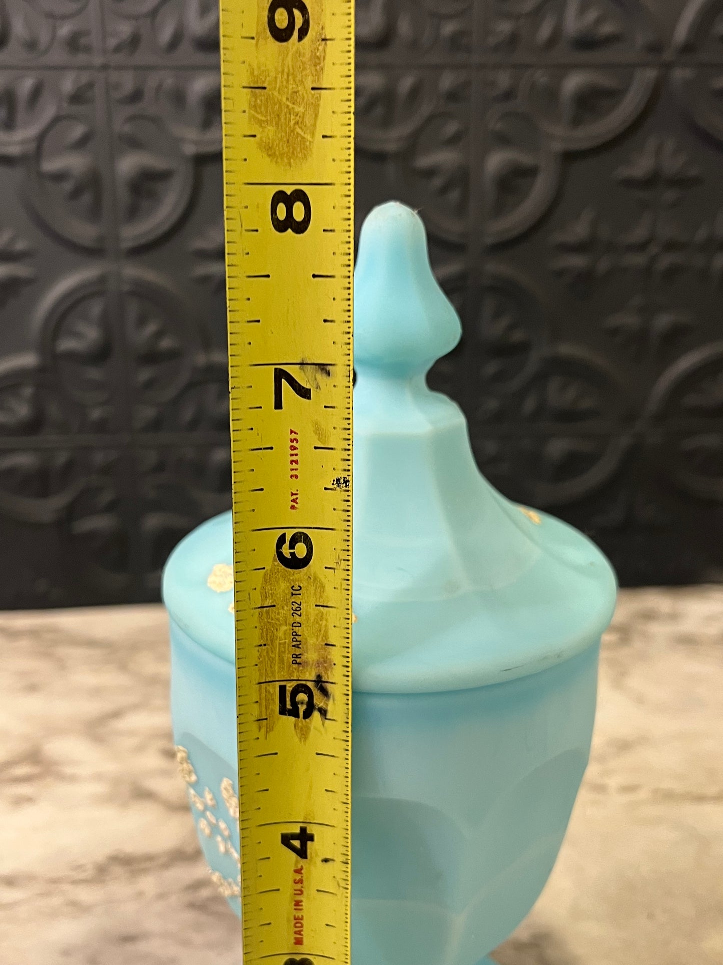 Westmorland Blue Satin Slag Glass compote