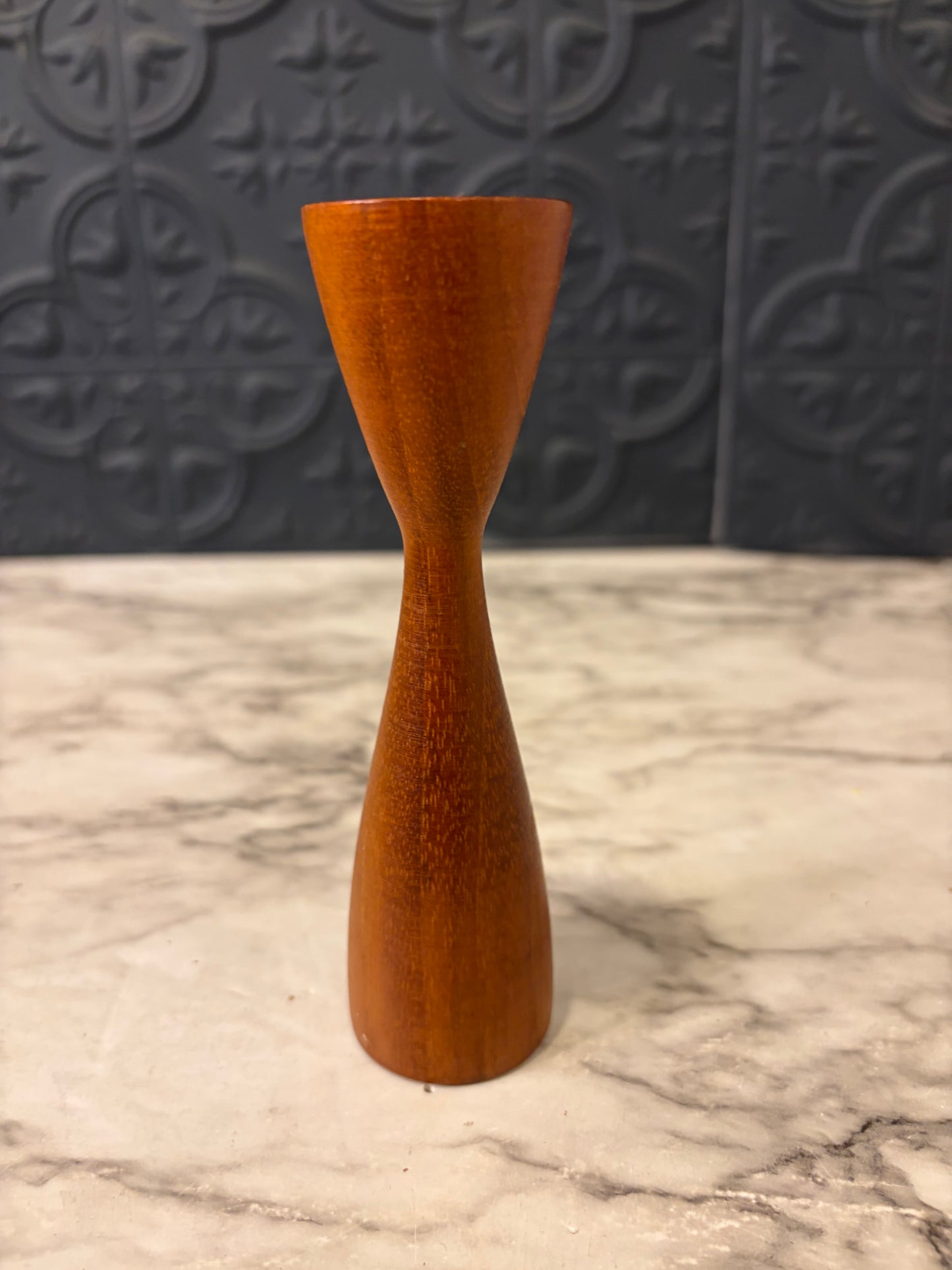 5.25" Wood Mid Century Candle Holder