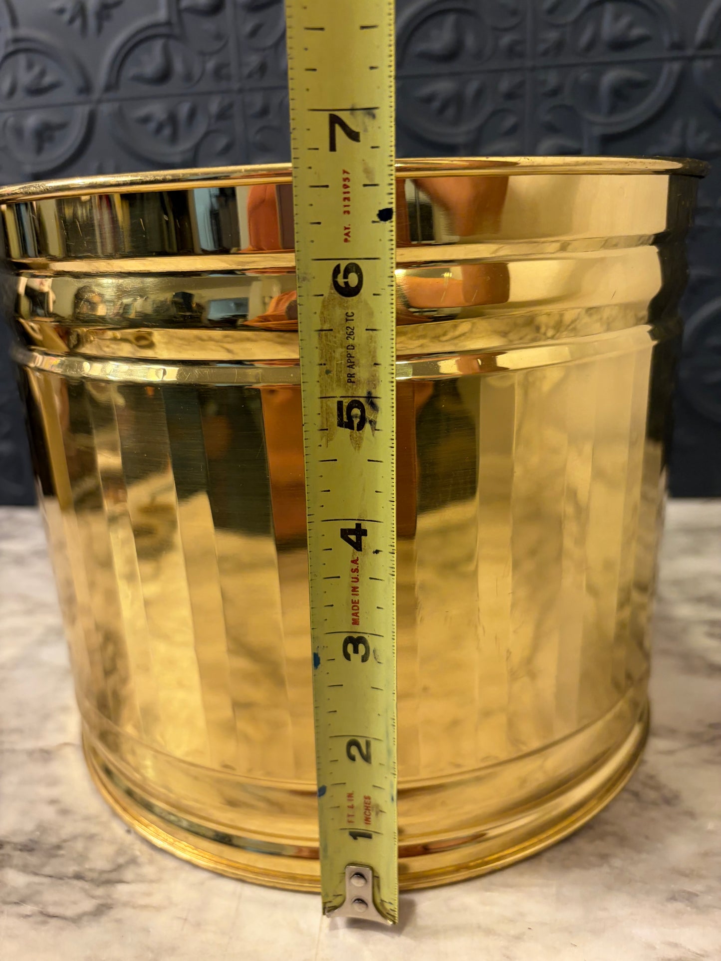 6.75" tall Brass Planter with 8"  opening