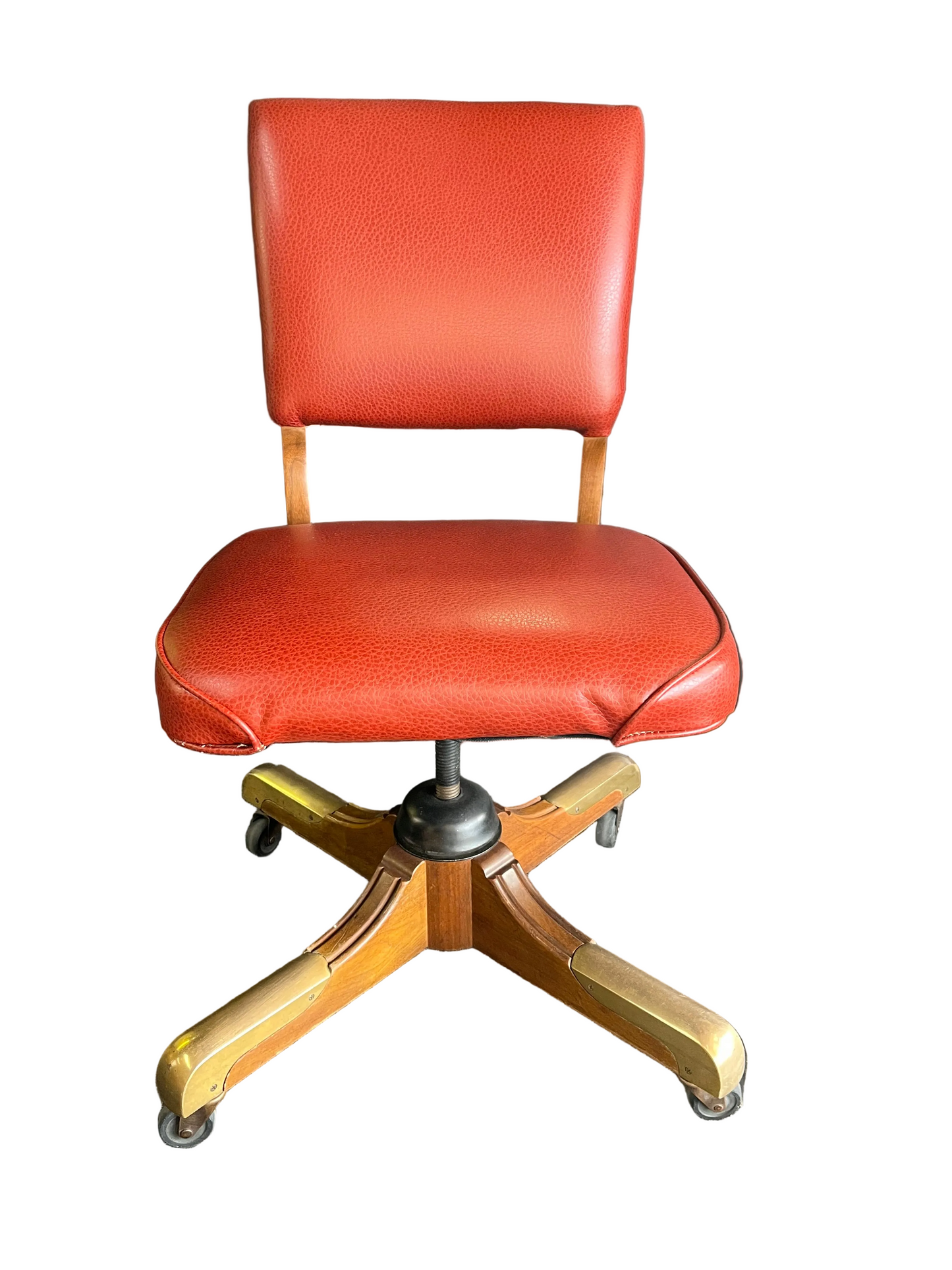 Vintage Gunlocke swivel tilt desk Chair red Upholstry