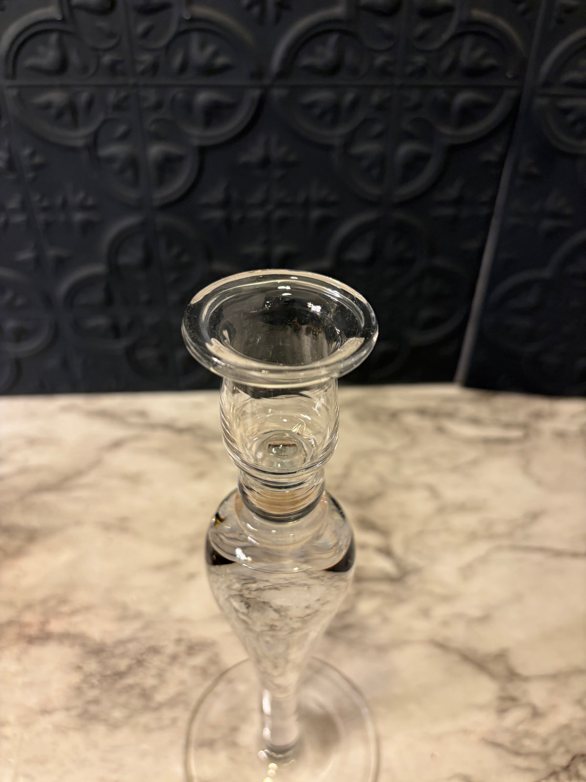 Clear Glass Teardrop Candle Holder
