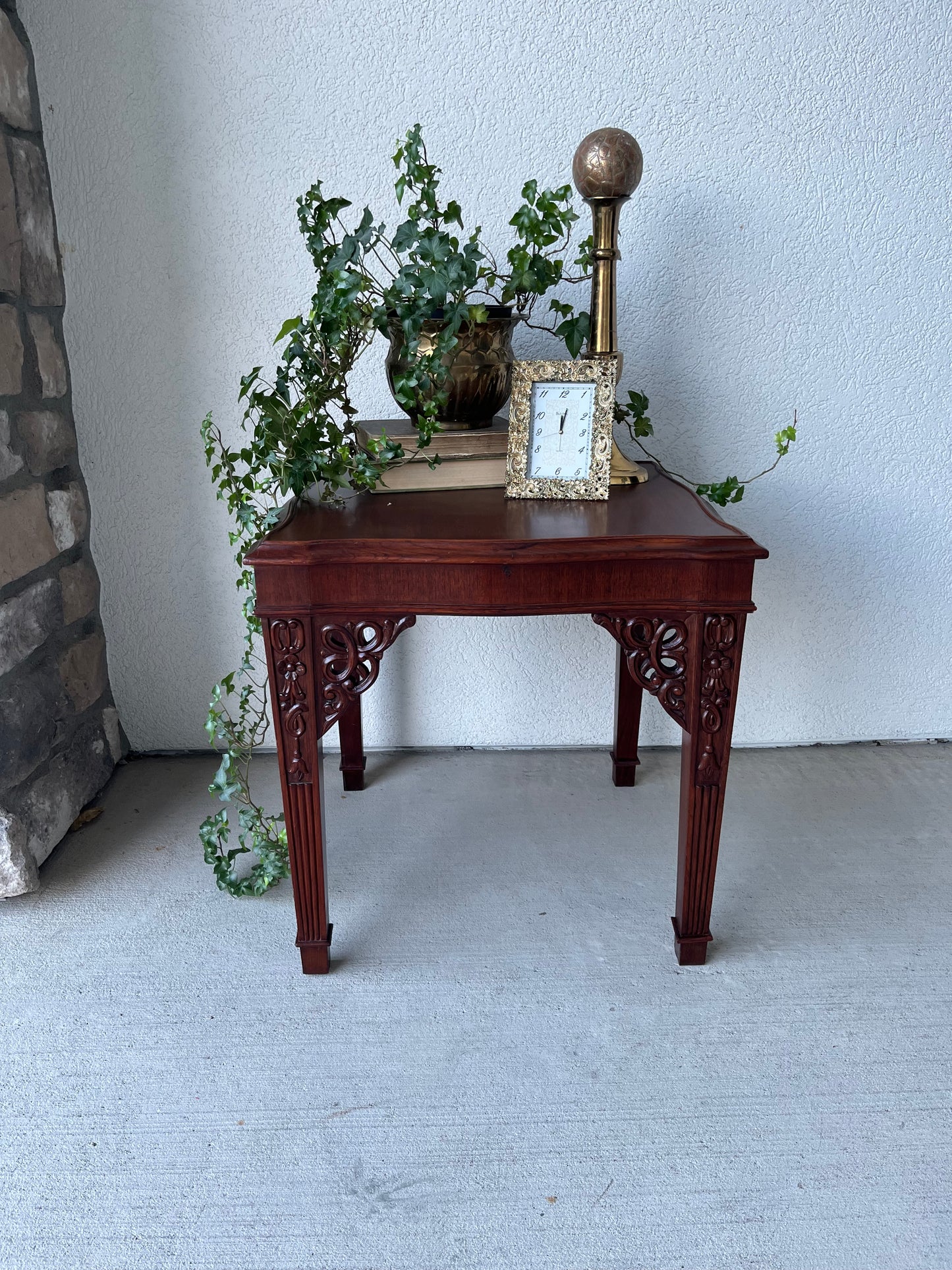Chinese Chippendale Style Carved Side Table