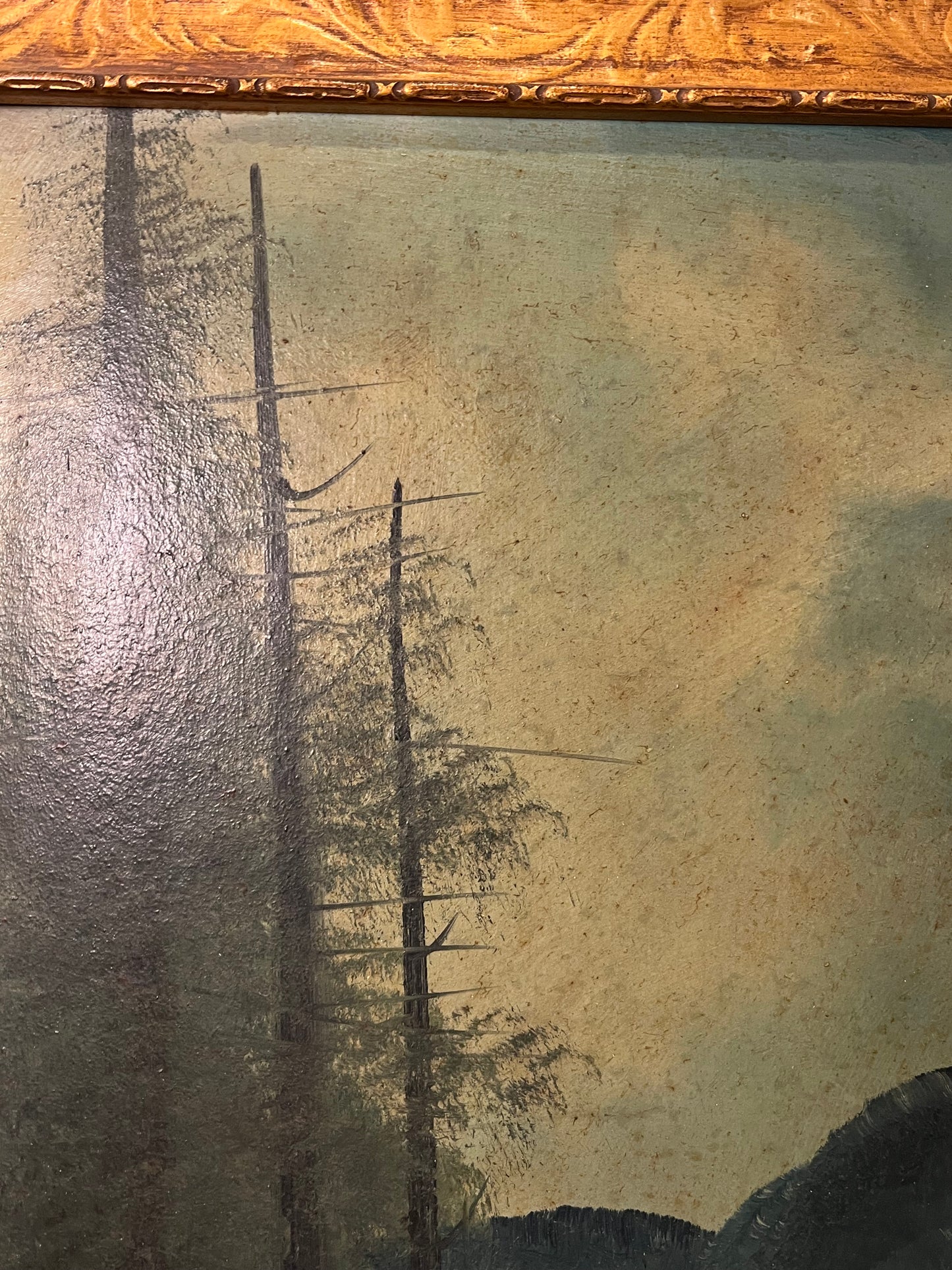 Antique oil Painting of Waterfall