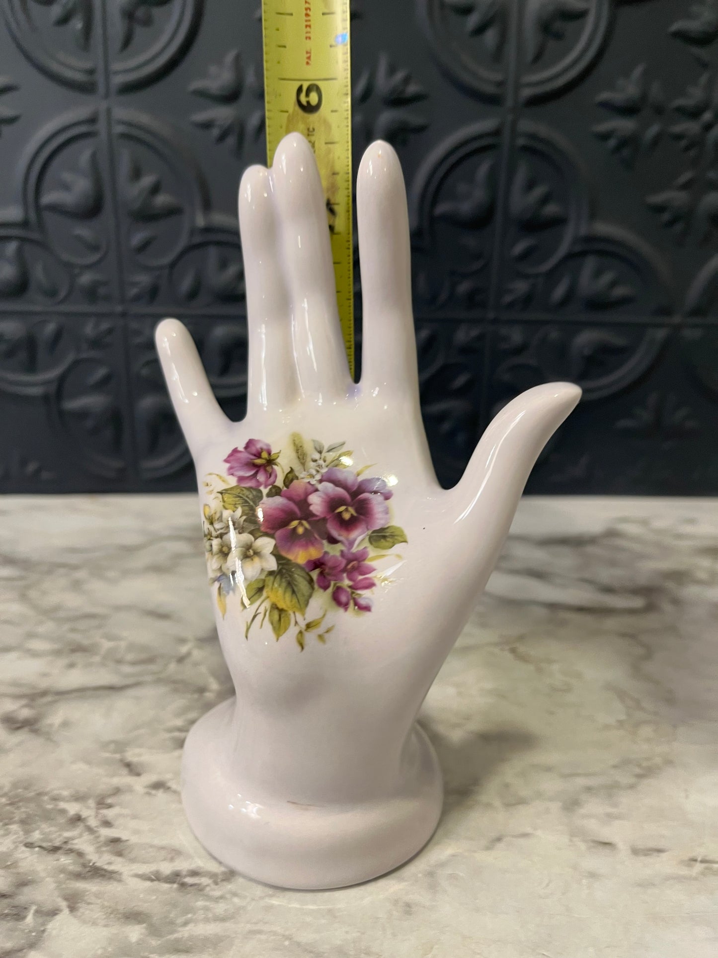 Porcelain Hand with Purple flowers