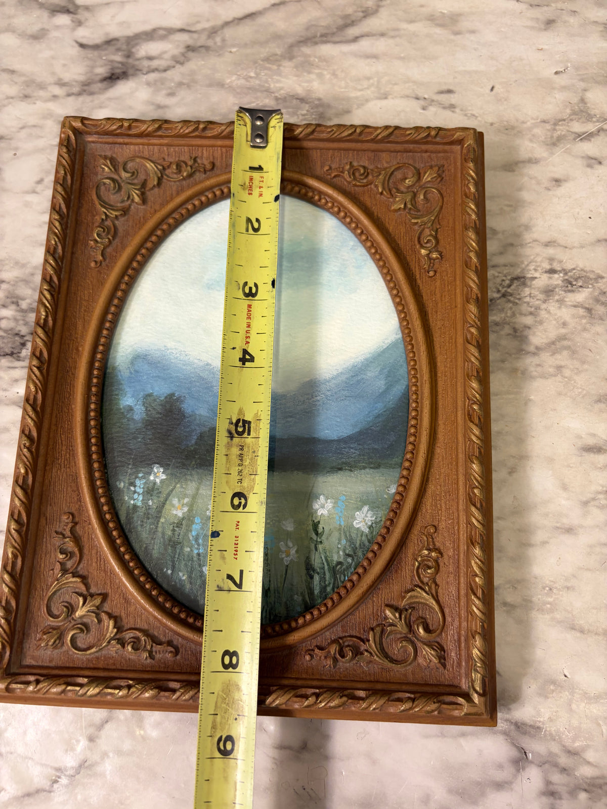 Daisy Field Original Painting by Jessie in Ornate Light Frame