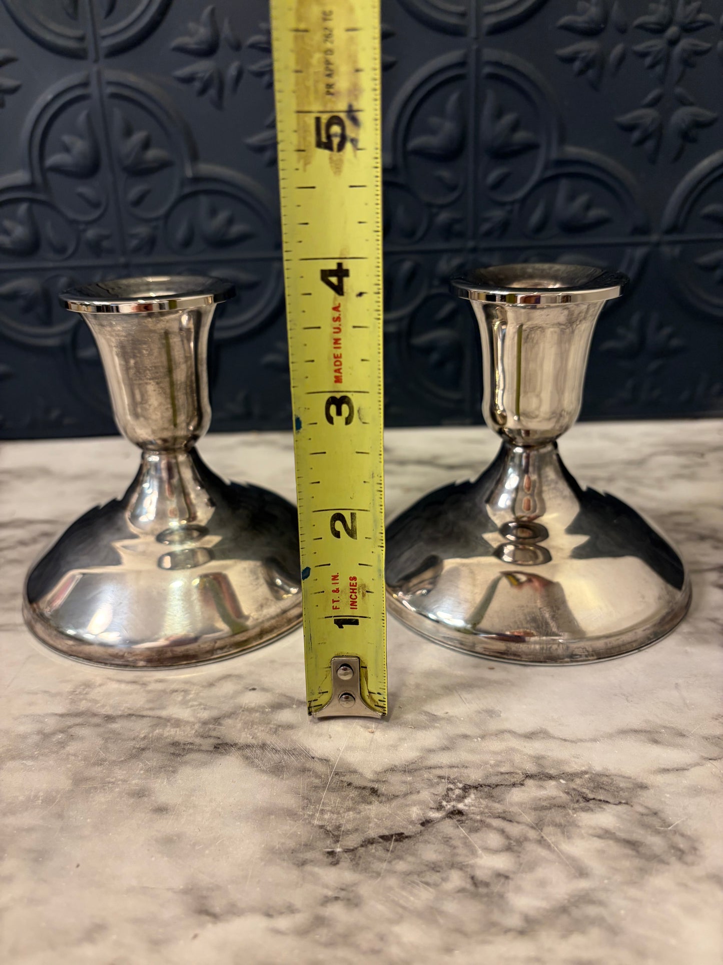 Silver Plate Candle Stick set of 2  4"