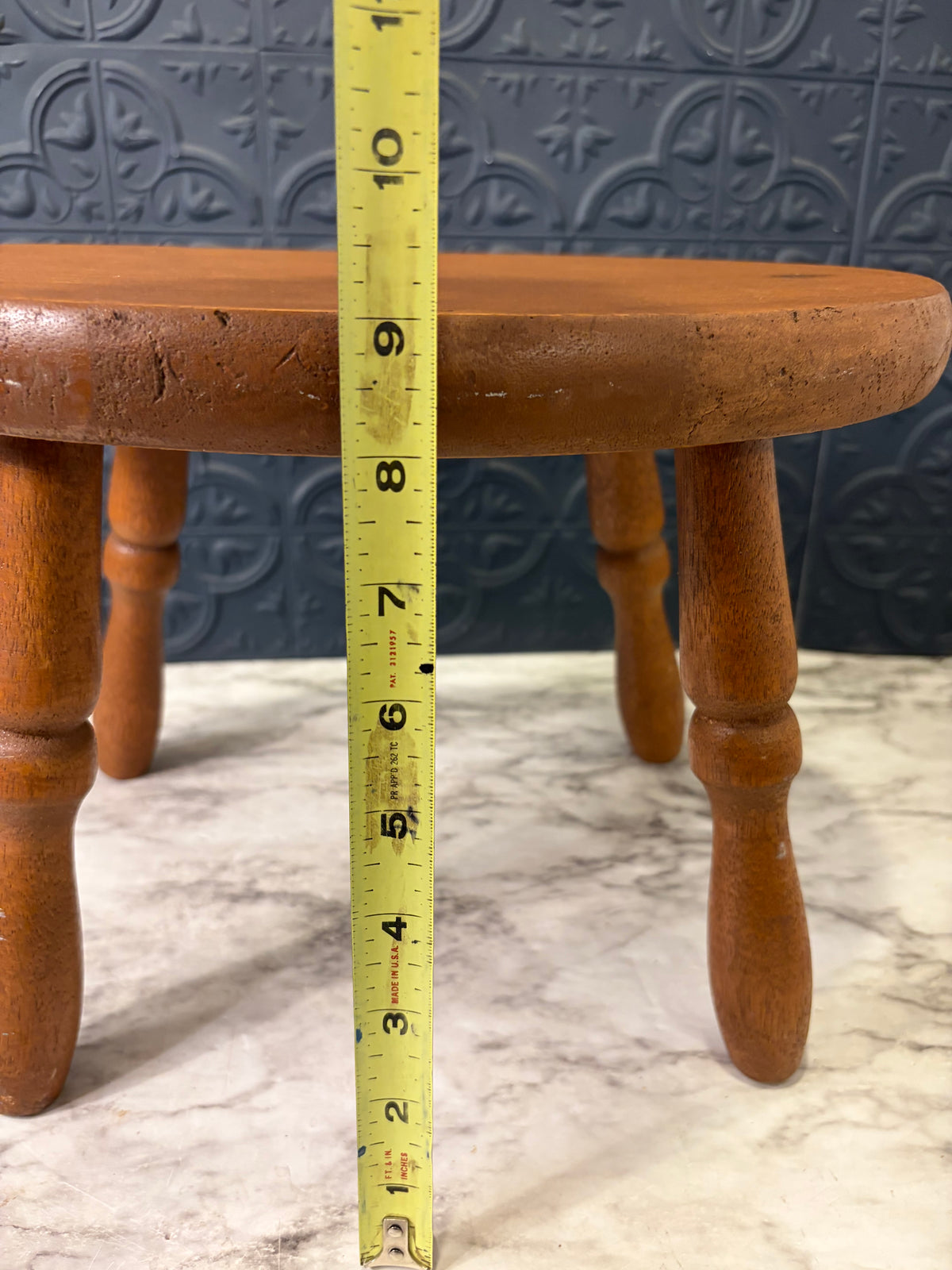 9" Tall Oval Wood Stool