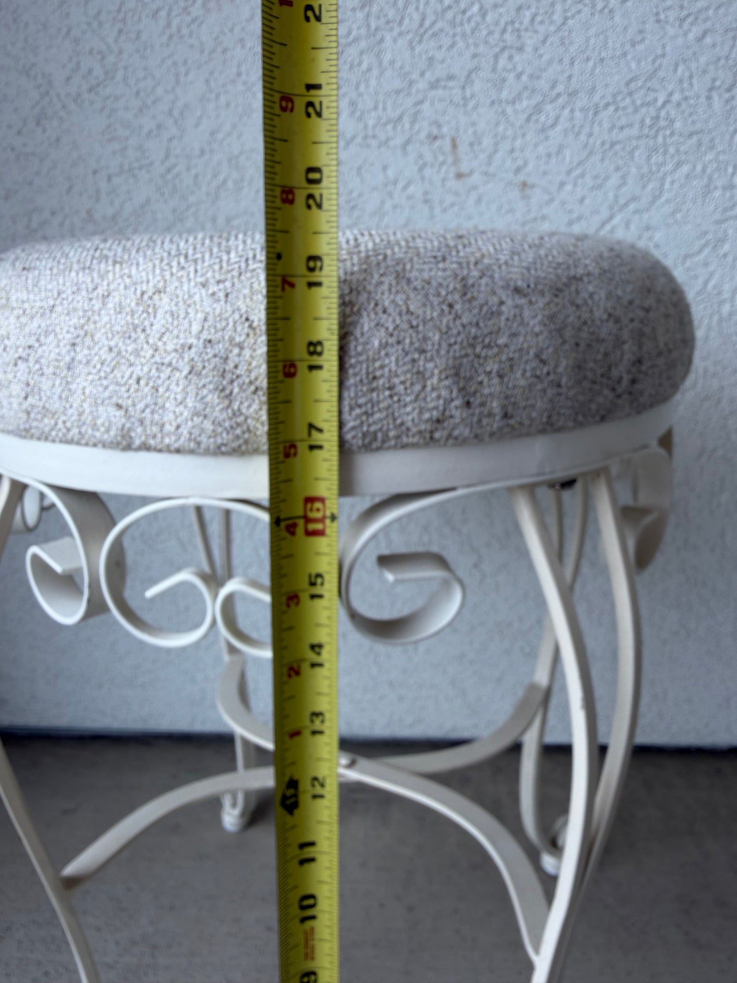 Vanity Stool White Wrought Iron