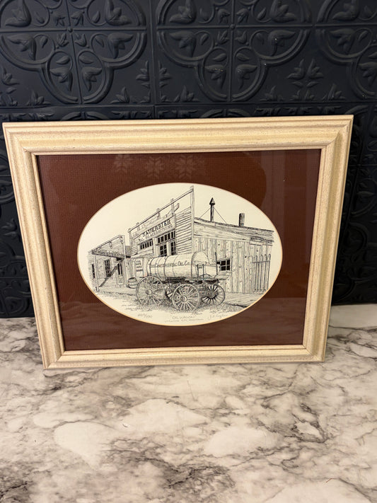 J.E Coyle Signed and numbered Oil Wagon Lithograth