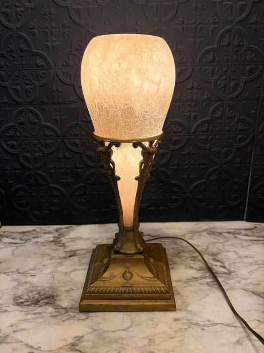 Gold Tone Torchiere Table Lamp