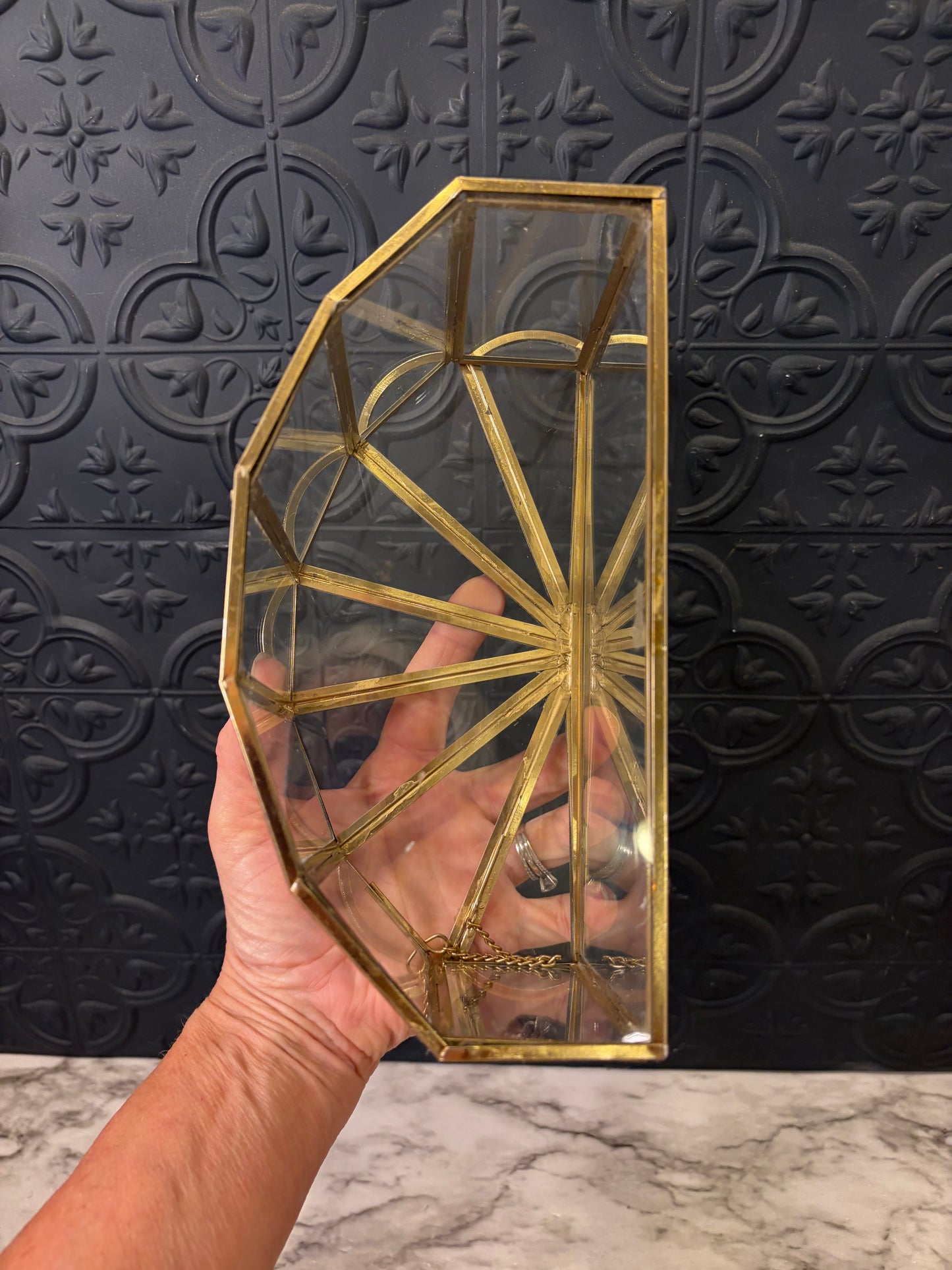Brass and Glass Box with Scallop Lid