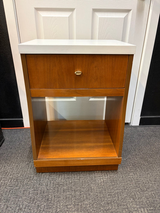 Mid Century Nightstand with White Top